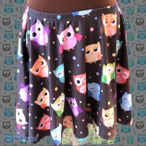 Owls by Cowcow Colorful emoji emotional Owl skater‎ skirt